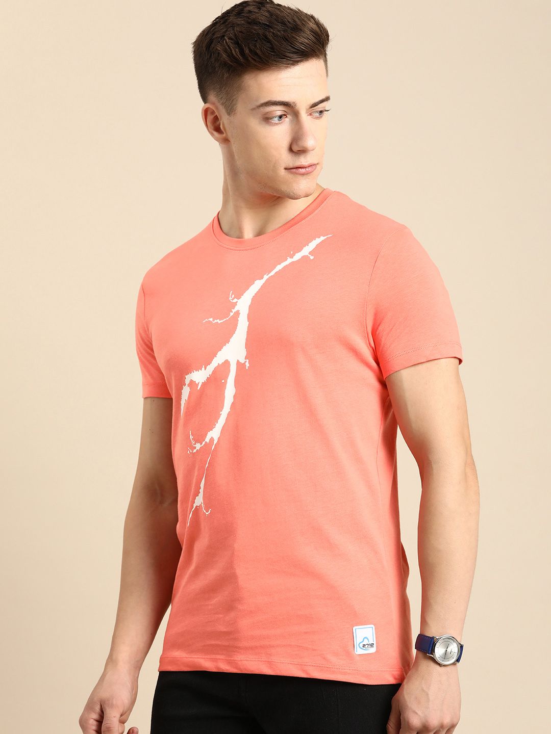 Being Human Pure Cotton Abstract Printed Casual T-shirt