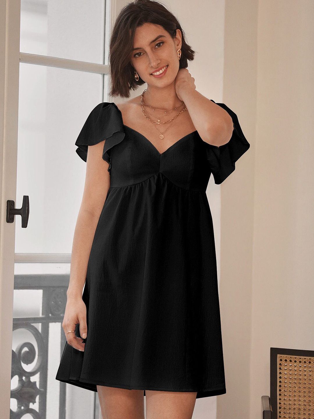 DressBerry Women V-Neck A-Line Above Knee Dress