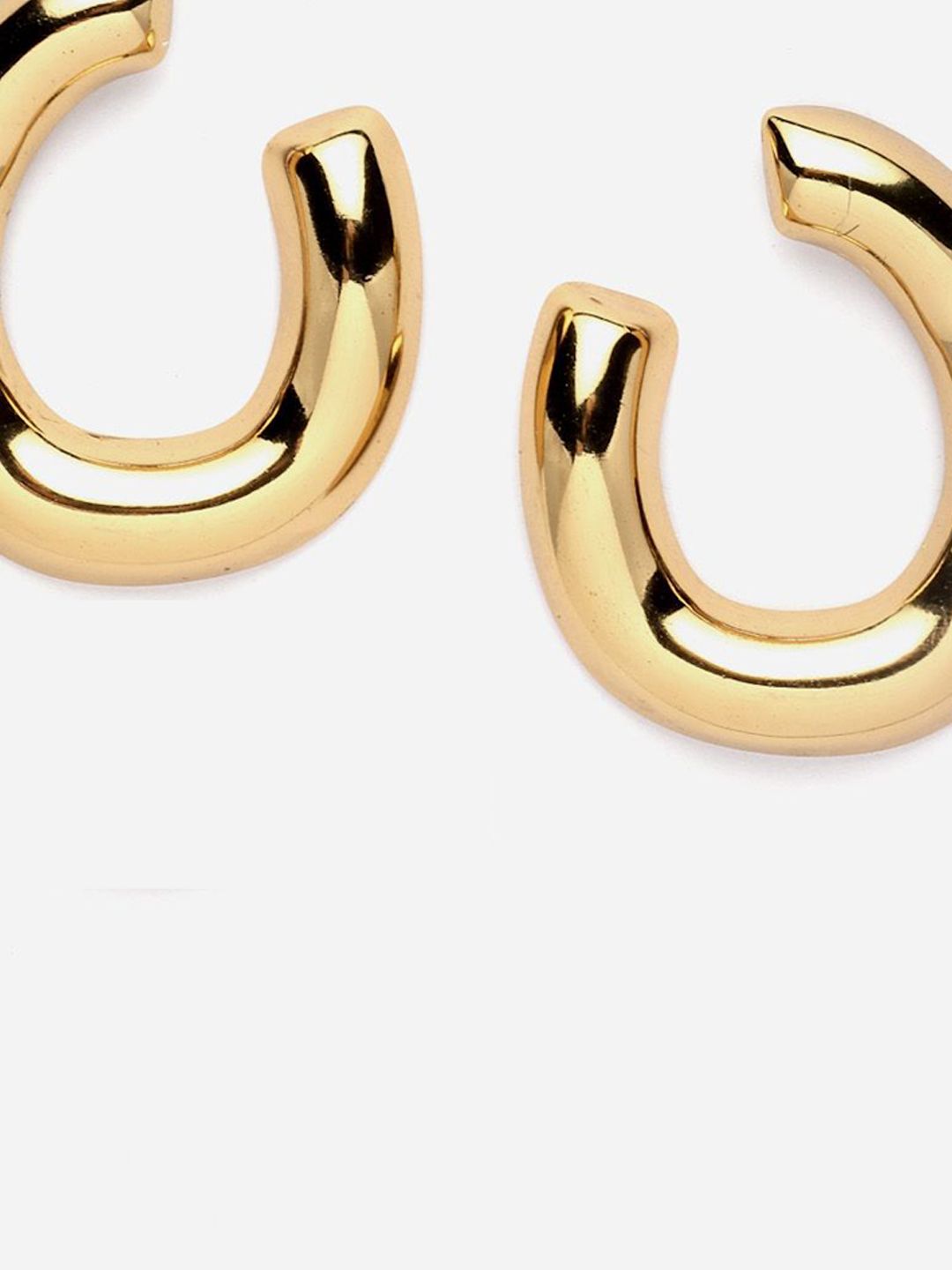PANASH Gold-Plated Contemporary Half Hoop Earrings