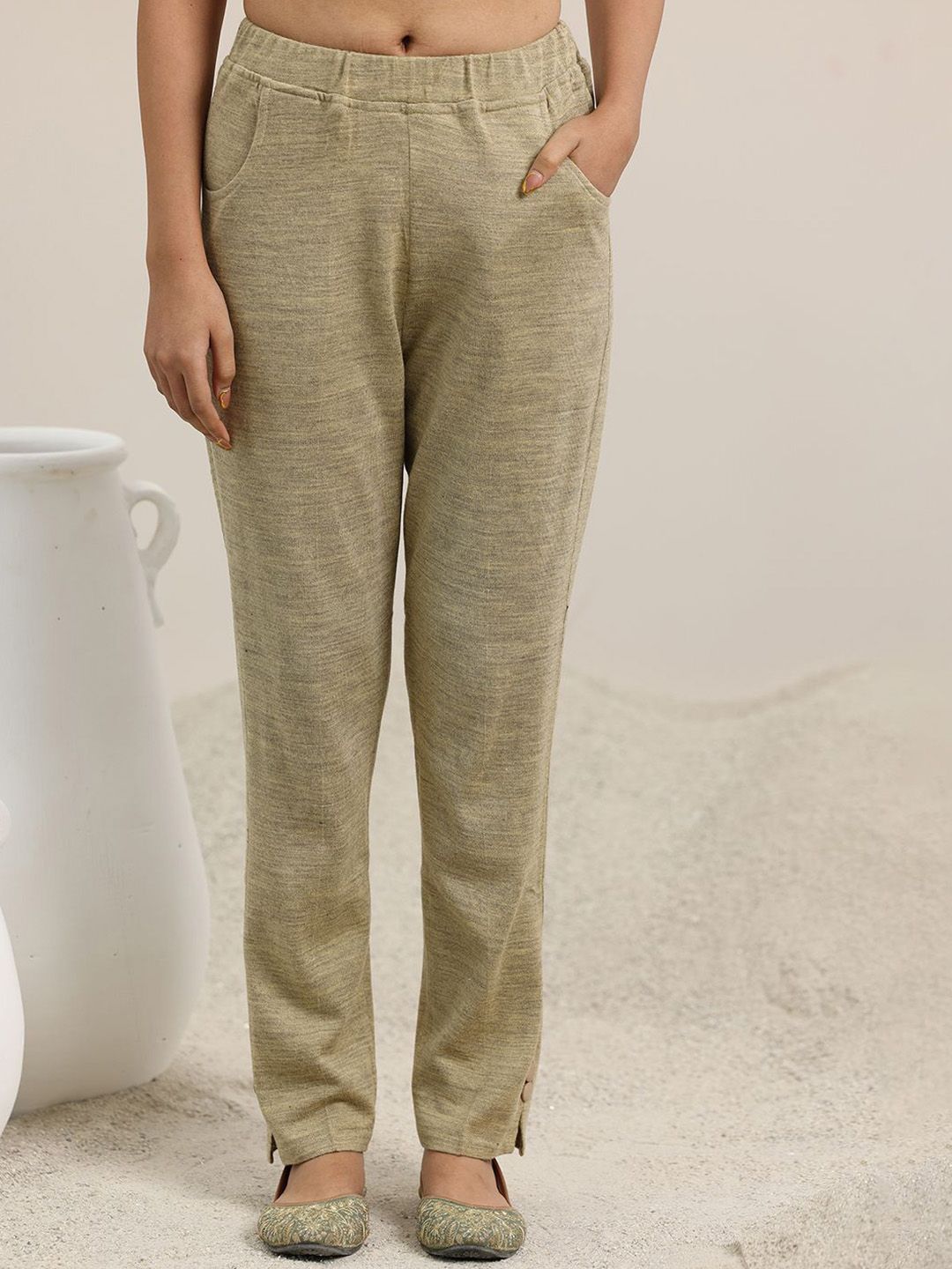 Libas Yoke Design Mandarin Collar Straight Kurta With Trousers & Dupatta