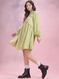 DressBerry Puff Sleeves Ruffled A-Line Dress