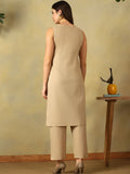 Mamicha Women Regular Thread Work Pure Cotton Kurta with Trousers