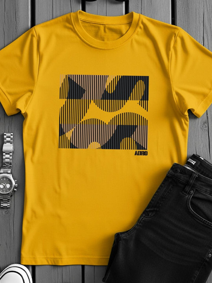 ADRO Abstrak Bercetak Lengan Pendek Baju-T Kapas Regular Fit