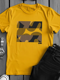 ADRO Abstrak Bercetak Lengan Pendek Baju-T Kapas Regular Fit