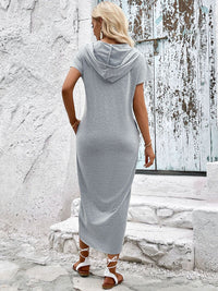 DressBerry Hooded Melange Effect Sheath Slit Dress