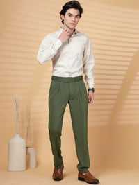 KLOTTHE Men Olive Lycra Formal Formal Trousers