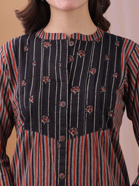 KALINI Women Printed Striped Pure Cotton Kurta with Palazzo
