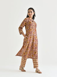 Rustorange Women Floral Printed Keyhole Neck Kurta