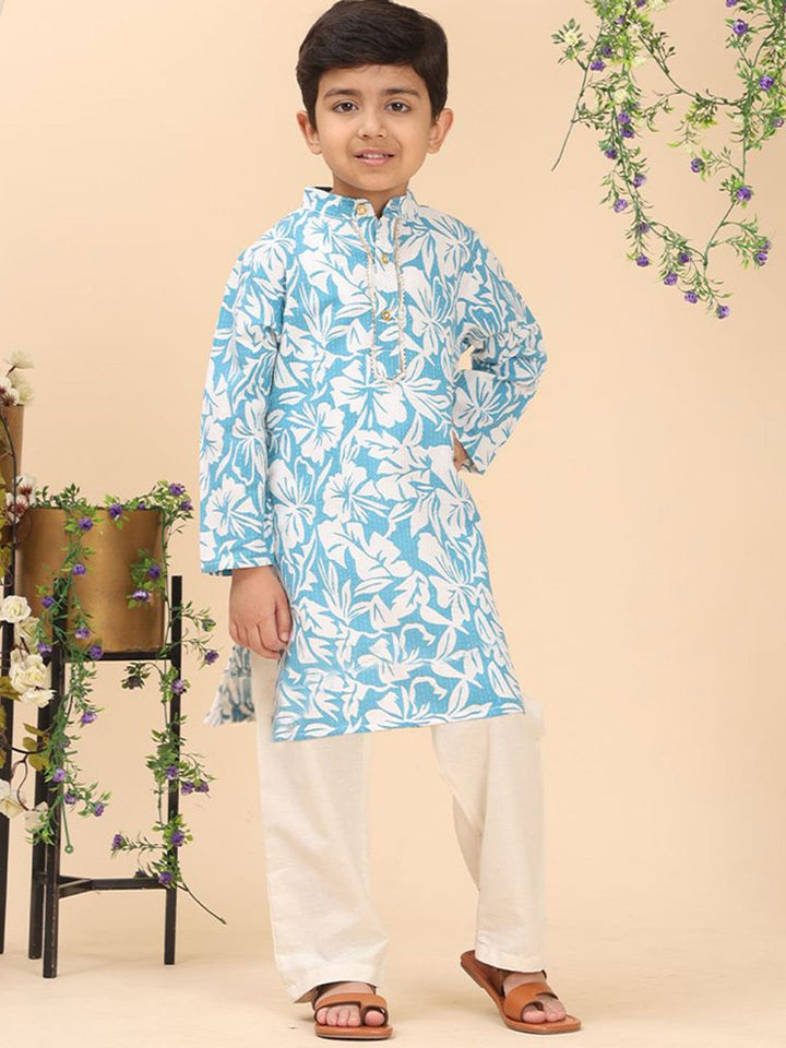 Cutiekins Boys Floral Printed Kurta with Pyjama