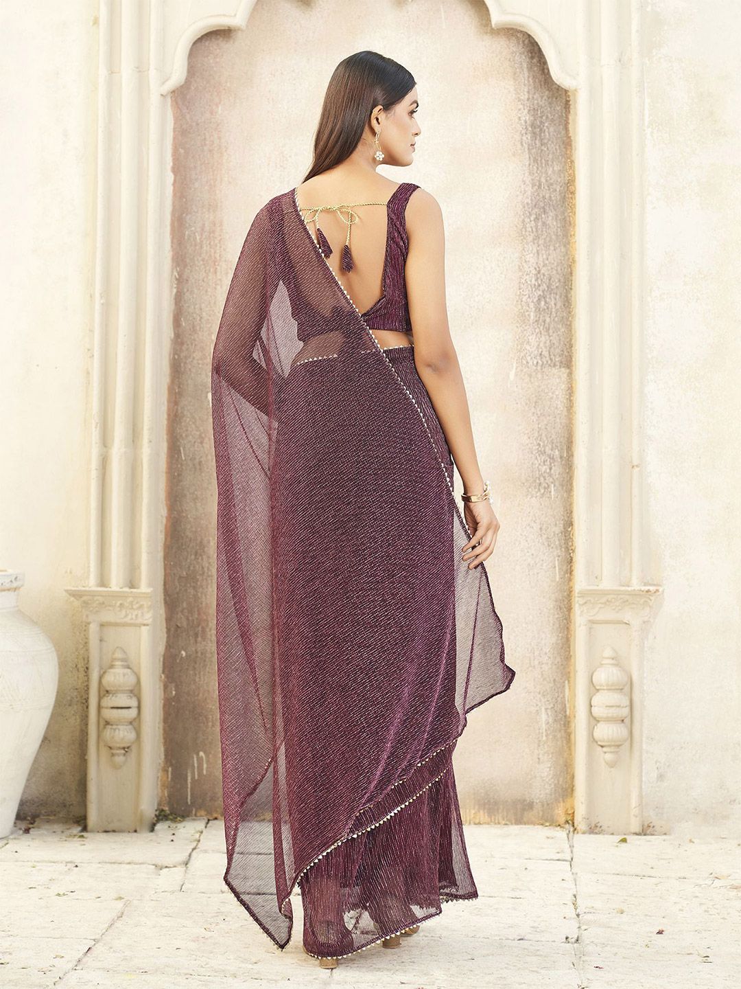 Tikhi Imli Lycra Ready to Wear Saree With Blouse Piece
