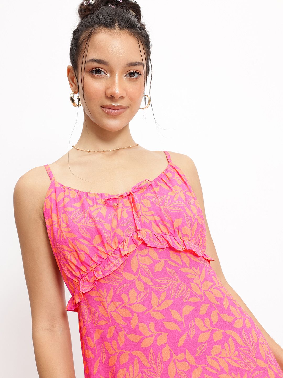 DressBerry Ruffle Parade Floral Whisper Empire Mini Dress