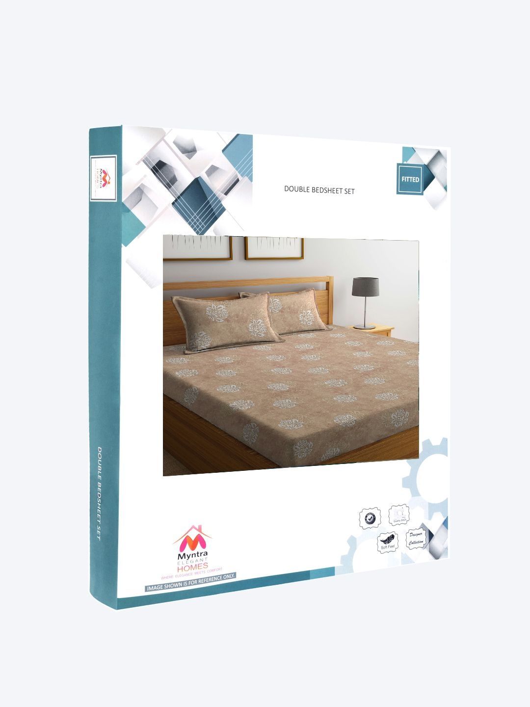 Myntra Elegant Homes Beige Floral 400 TC King Bedsheet with 2 Pillow Covers