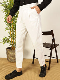 Thomas Scott Men Solid Smart Straight Fit Easy Wash Pleated Chinos Trousers