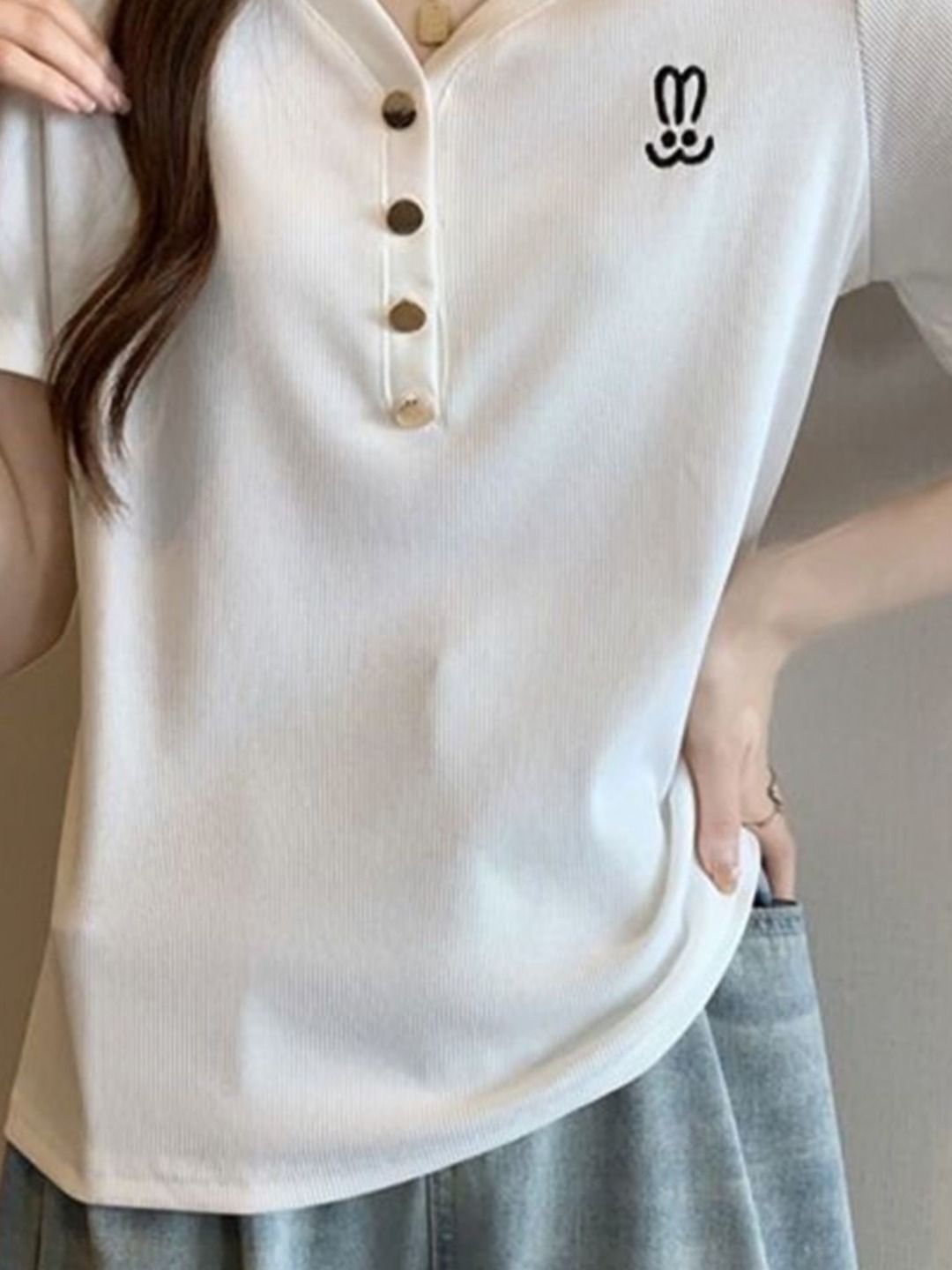 DressBerry Women Cotton V-Neck Regular Fit T-shirt