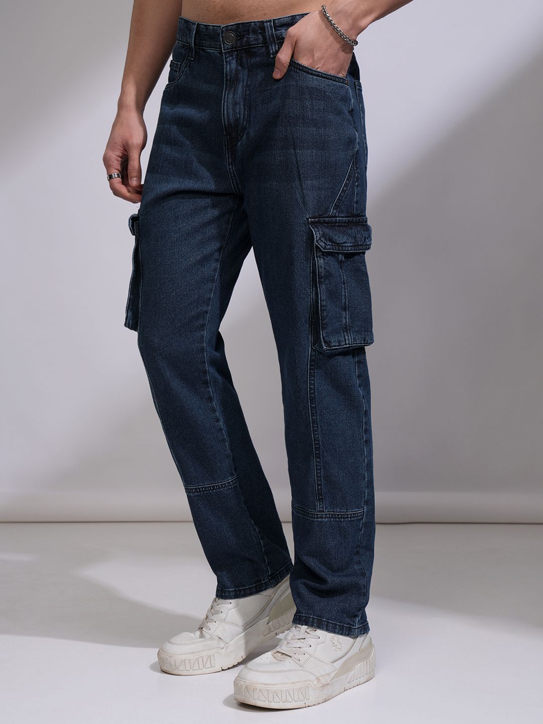 HIGHLANDER Men High Rise Straight Fit Cargo Jeans