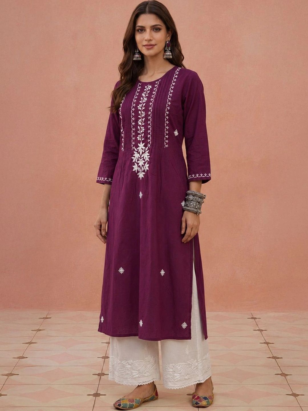 House of Chikankari Women Embroidered Thread Work Kurta