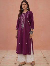 Kurta Sulam Benang Sulam Wanita Rumah Chikankari