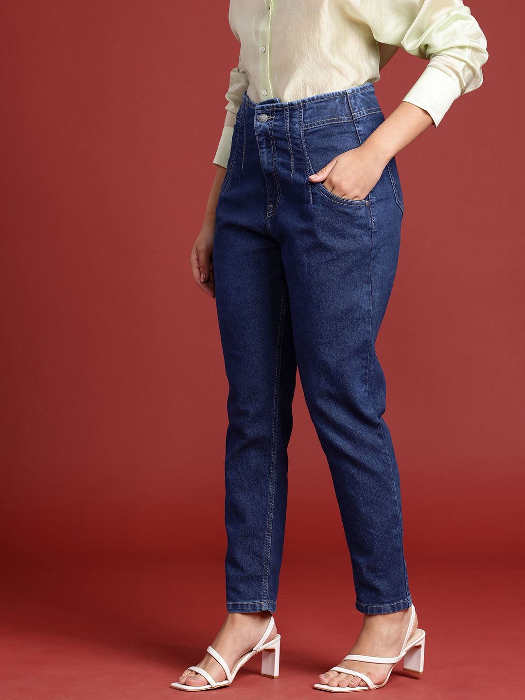 all about you Women Mom Fit High-Rise Light Fade Stretchable Jeans