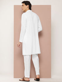Lihat Reka bentuk bersulam bersulam Mandarin Mandarin Collar Chanderi Silk Lurus Kurta