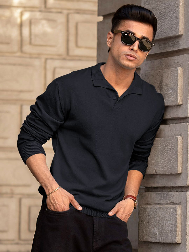 Powerlook Men Solid Polo Collar Cotton T-shirt