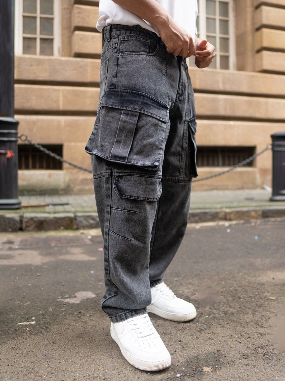 Powerlook Men Loose Fit Cargos Jeans