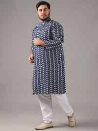SOJANYA PLUS Size Floral Embroidered Thread Work Band Collar Straight Kurta