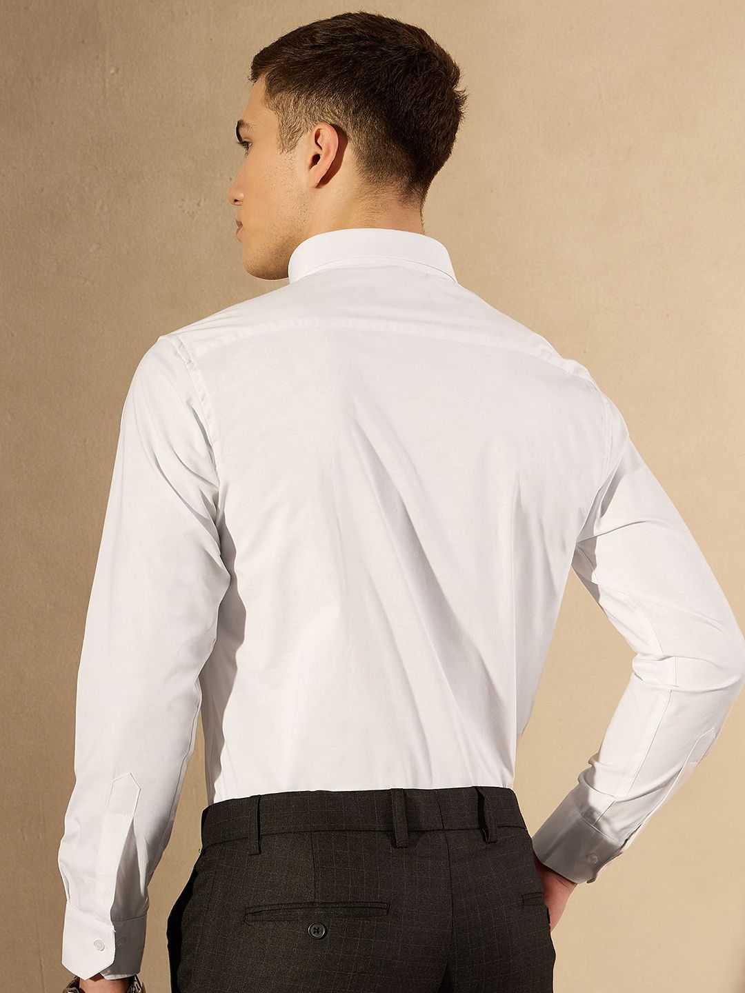 DENNISON Men Smart Spread Collar Solid Cotton Formal Shirt