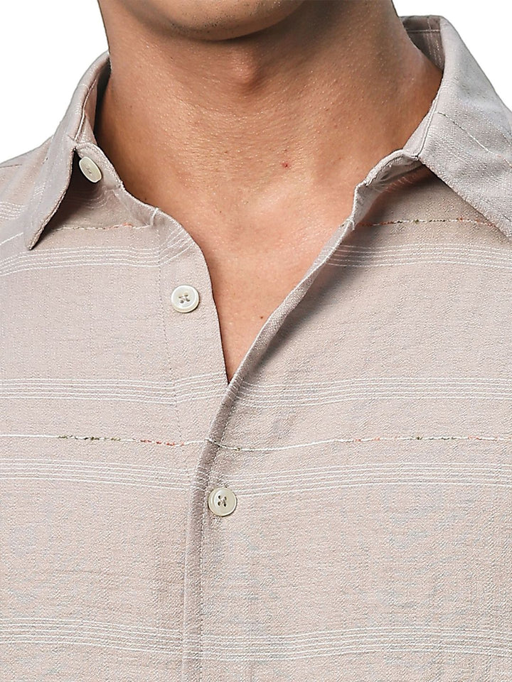 Thomas Scott Men Premium Slim Fit Striped Casual Shirt