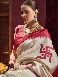 Saree mall Durga Puja Ethnic Motifs Silk Blend Garad Sarees