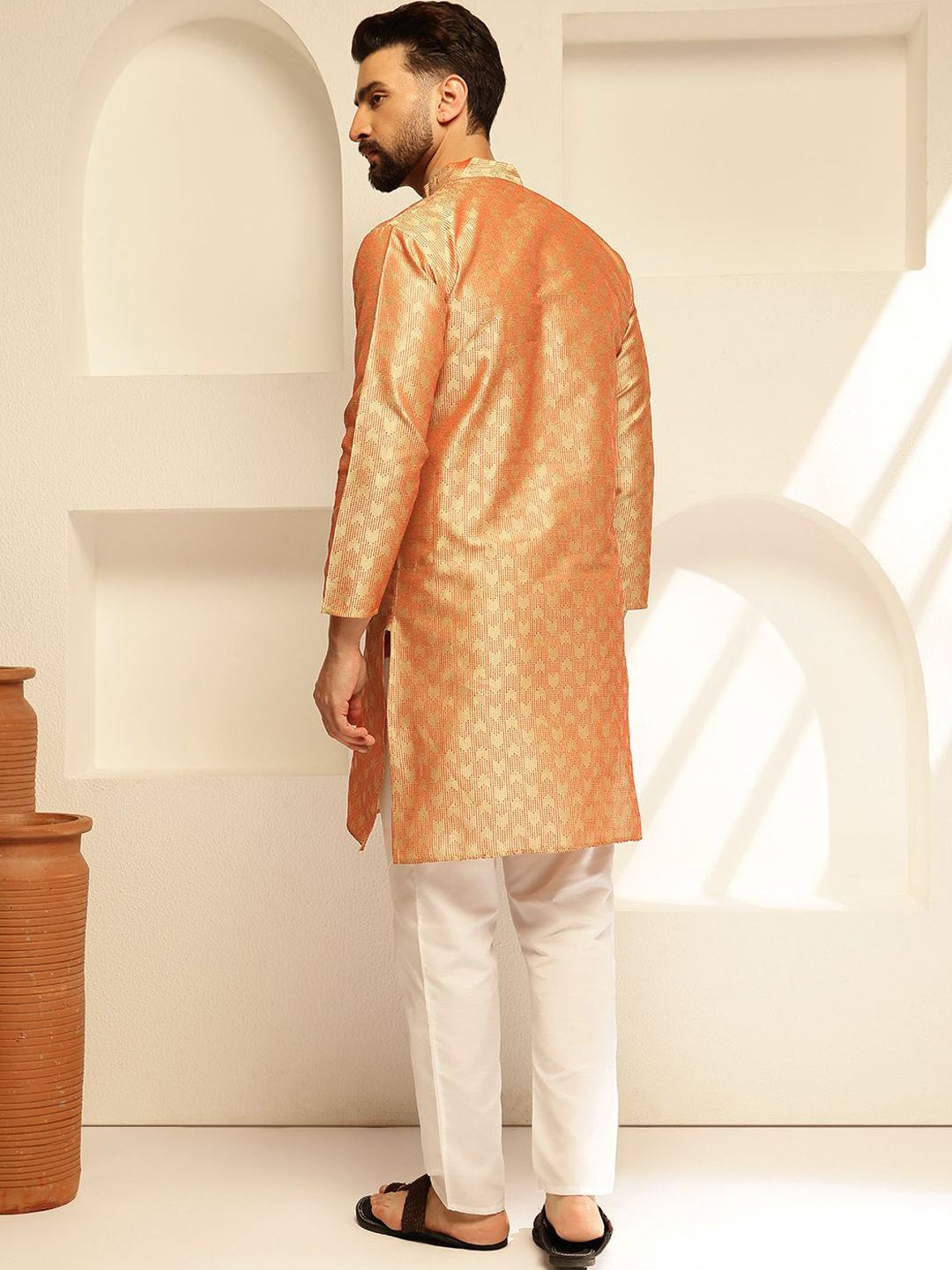 SOJANYA Men Regular Thread Work Kurta with Pyjamas