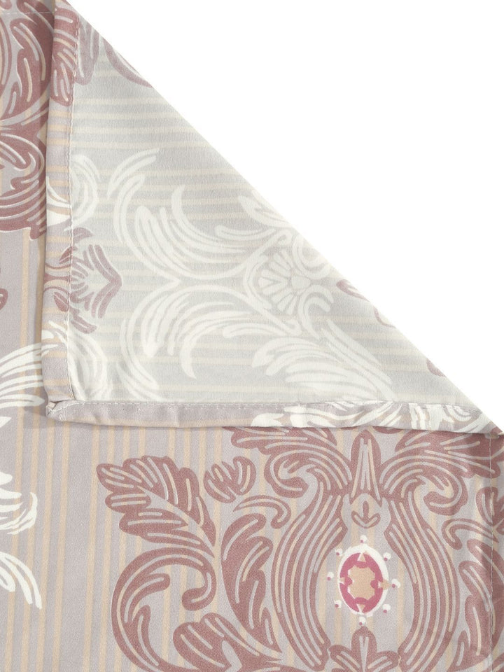 Aura Beige Ethnic Motifs Polycotton 300 TC King Fine Bedsheet dengan 2 Sarung Bantal-98 x 89 inci