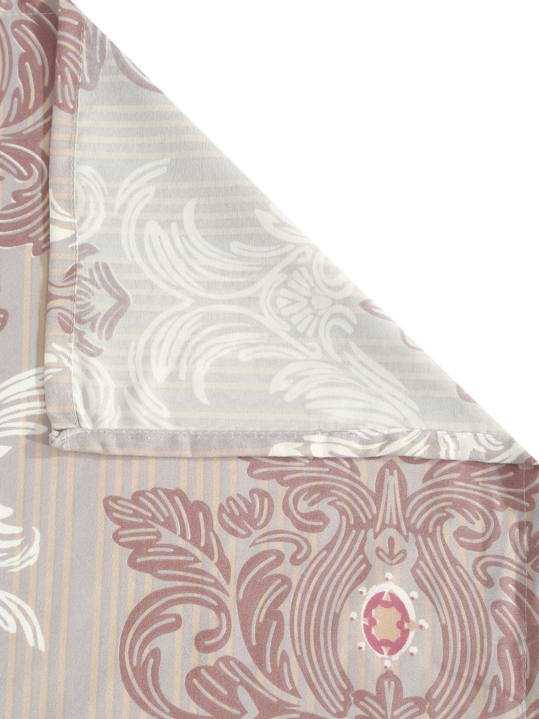 Aura Beige Ethnic Motifs Polycotton 300 TC King Fine Bedsheet dengan 2 Sarung Bantal-98 x 89 inci