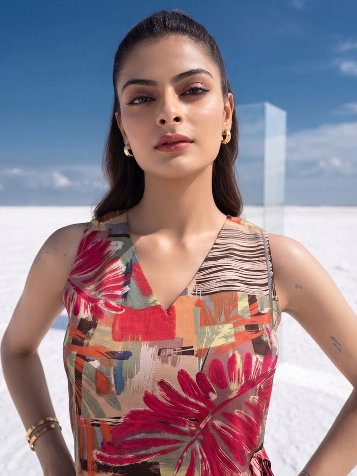 Mamicha Floral Print Wrap Top