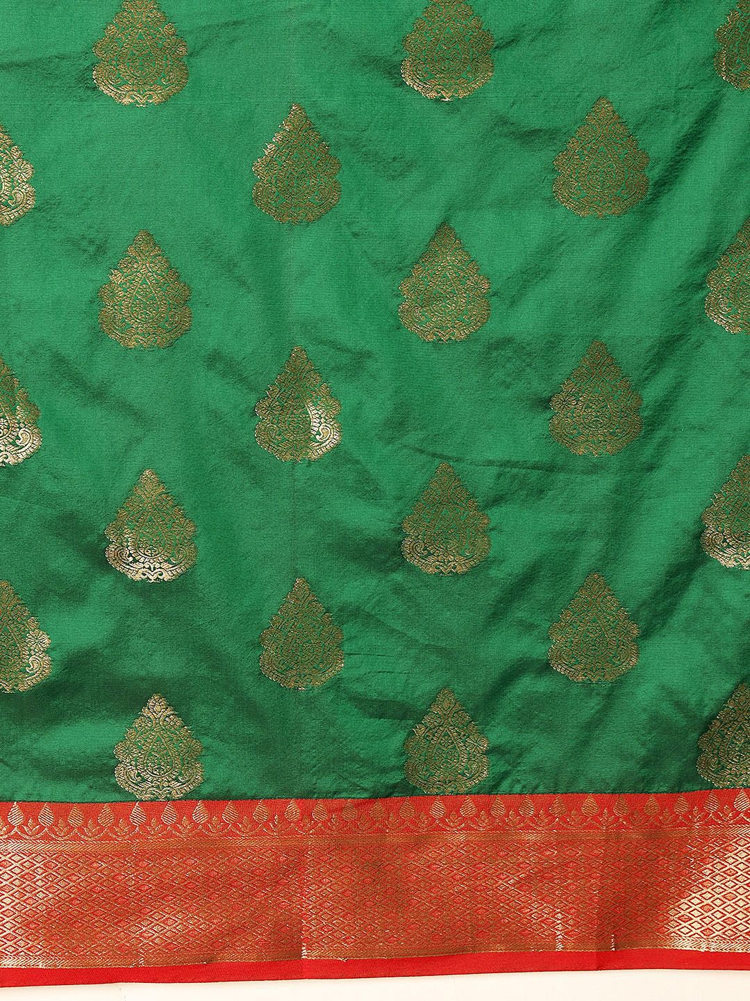 Silk Land  Banarasi Soft Silk Butti Design Saree with Contrast Border and Pallu