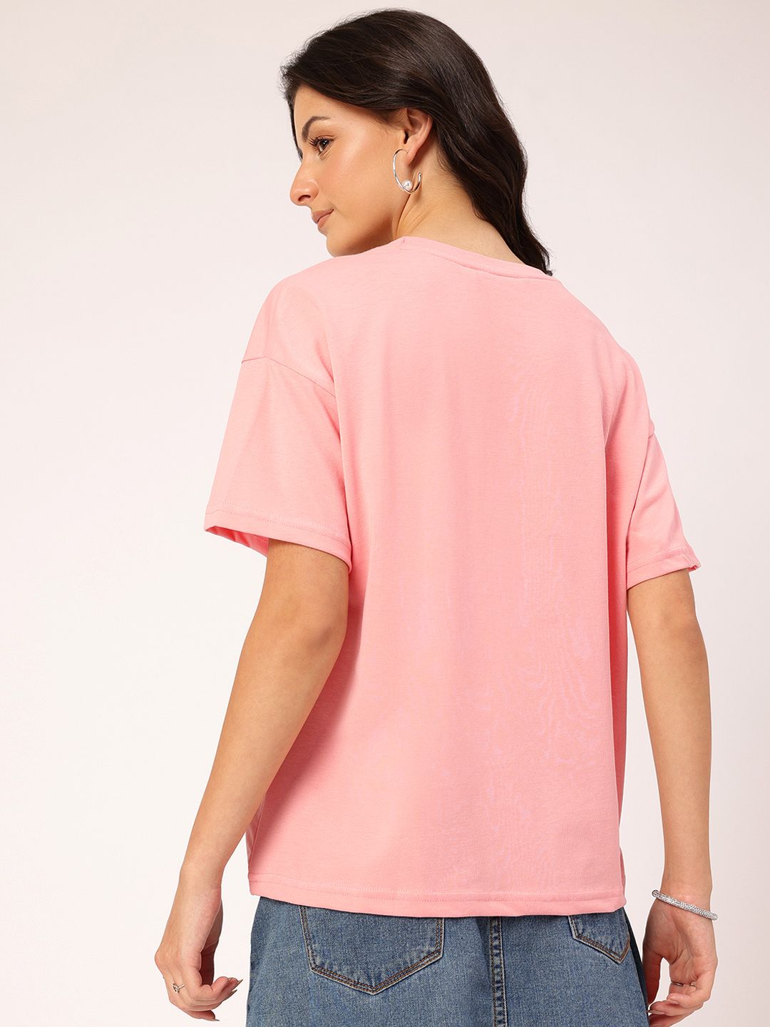 DressBerry Positive Energy Printed Drop-Shoulder Relaxed T-shirt