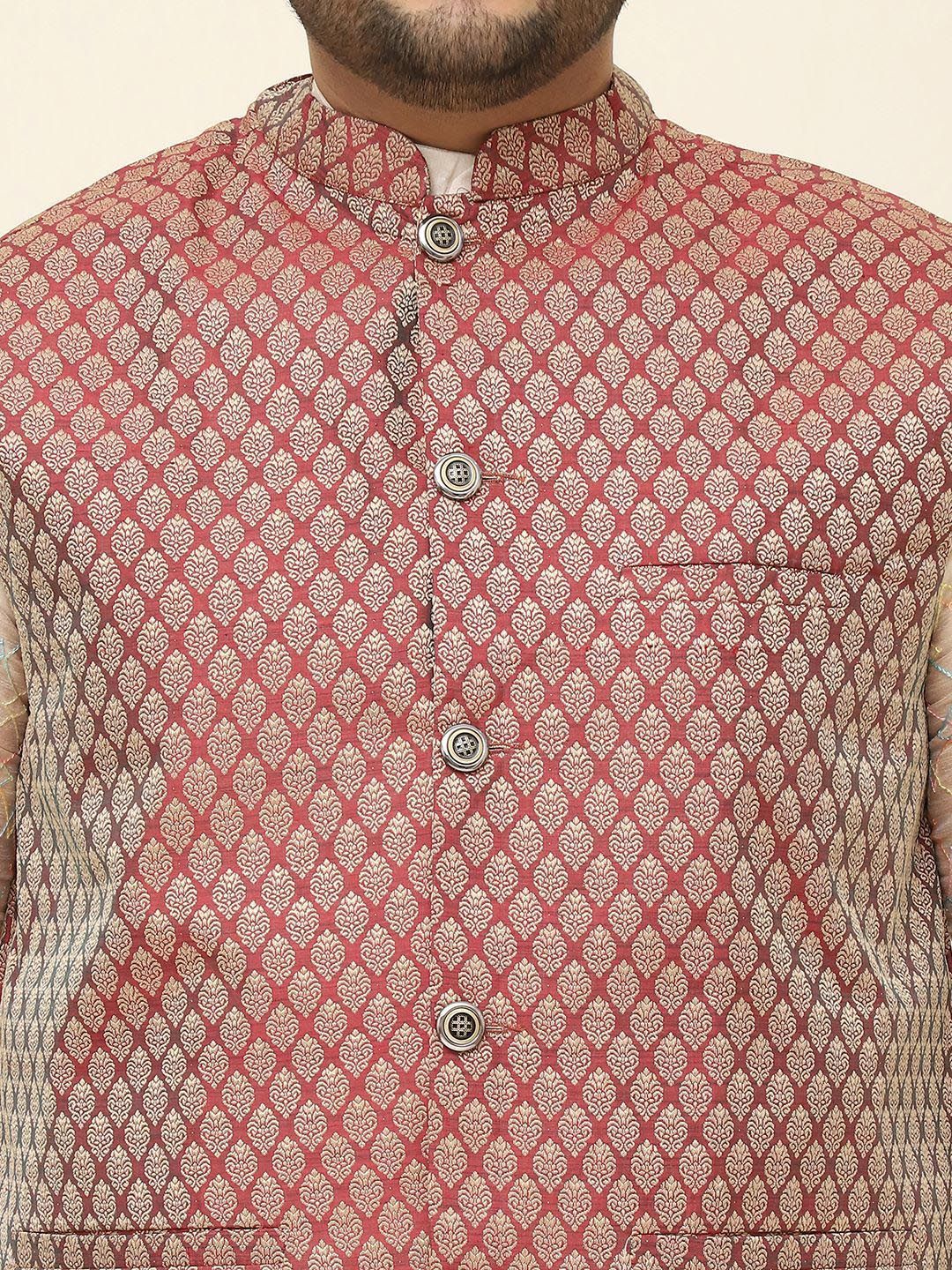 SOJANYA PLUS Men Printed Nehru Plus Size Jacket