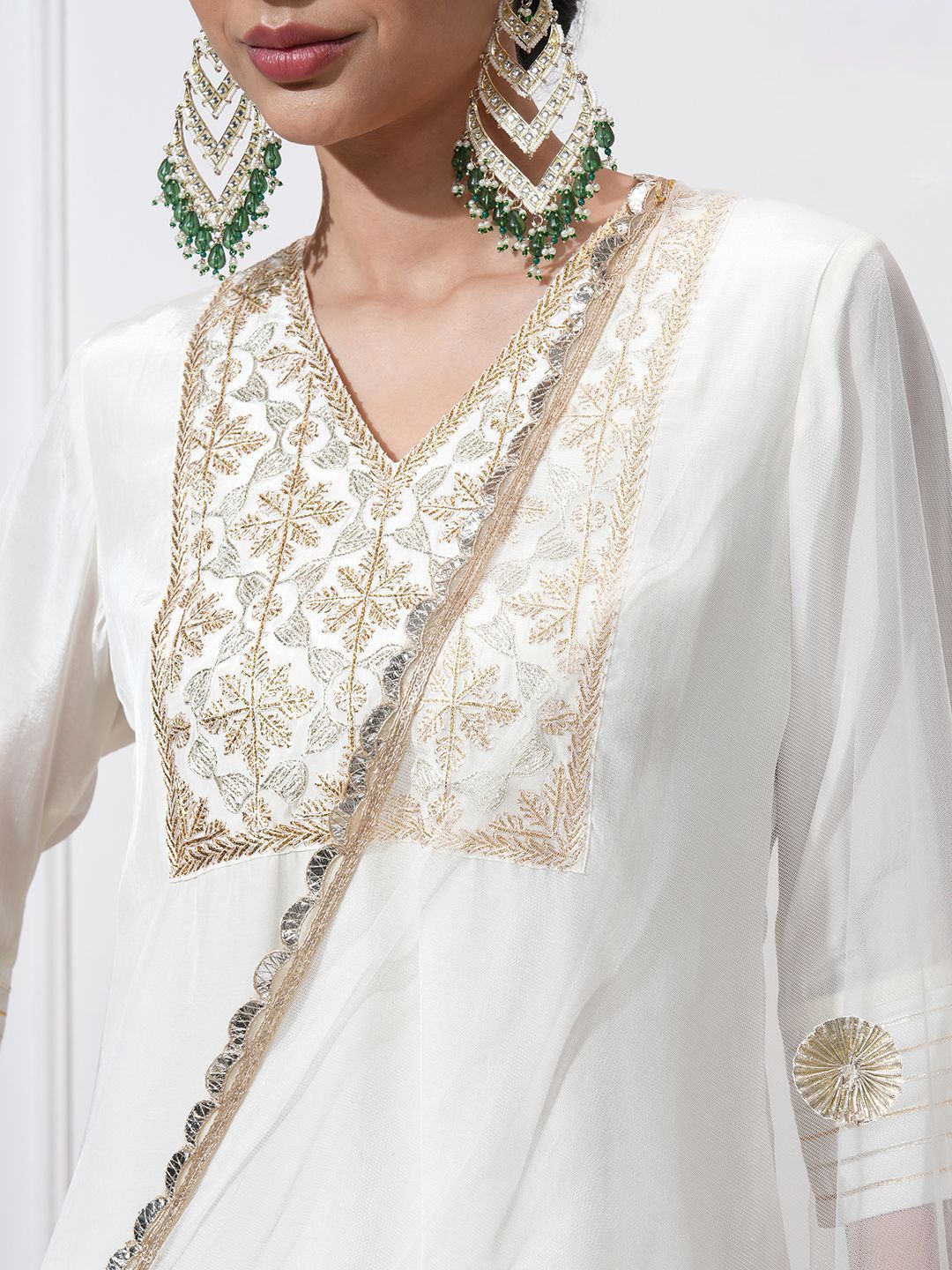 Vishudh Women Ethnic Motifs Embroidered Regular Kurta with Trousers & With Dupatta