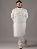 SOJANYA PLUS Plus Size Men Ethnic Motifs Embroidered Pure Cotton Kurta With Pyjamas