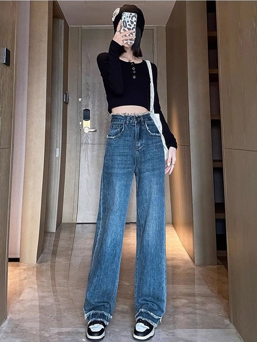 DressBerry Women Wide Leg High-Rise Light Fade Denim Jeans