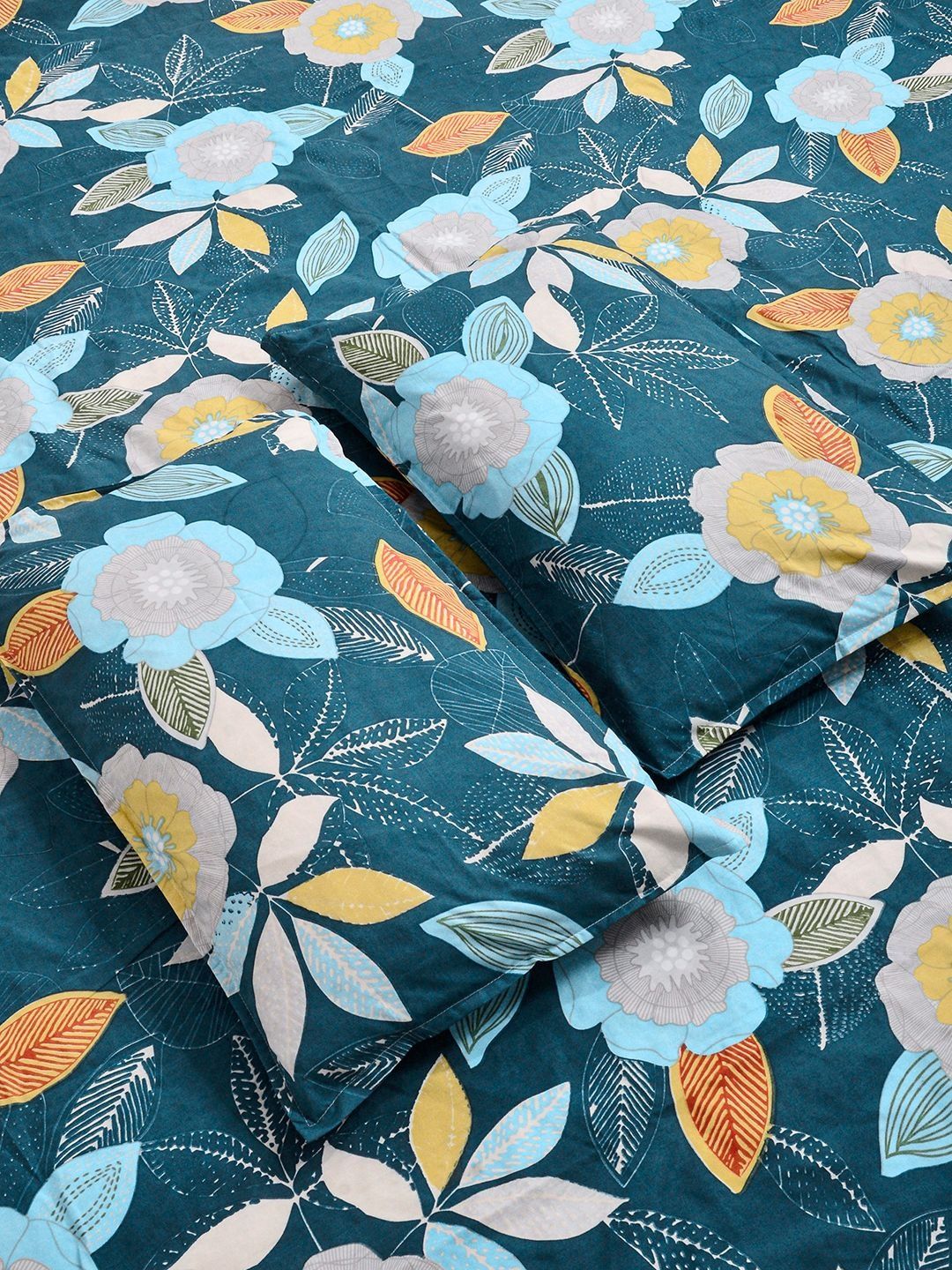 KLOTTHE Blue Floral Printed 300 TC Cadar King