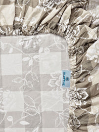 KLOTTHE Beige & White Printed 300 TC Double Bedsheet With 2 Pillow Covers- 2.5 m x 2.25 m