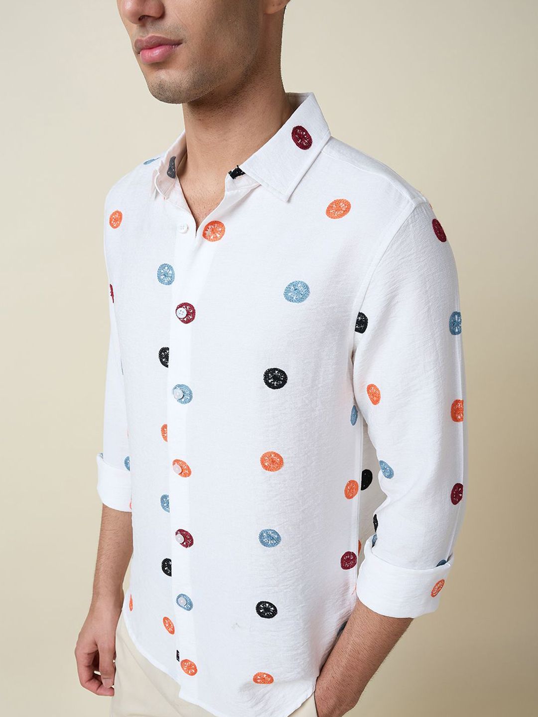 Thomas Scott Men Embroidered Regular Fit Casual Shirt