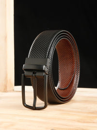 Teakwood Leathers Men Textured Leather Reversible Formal Belt