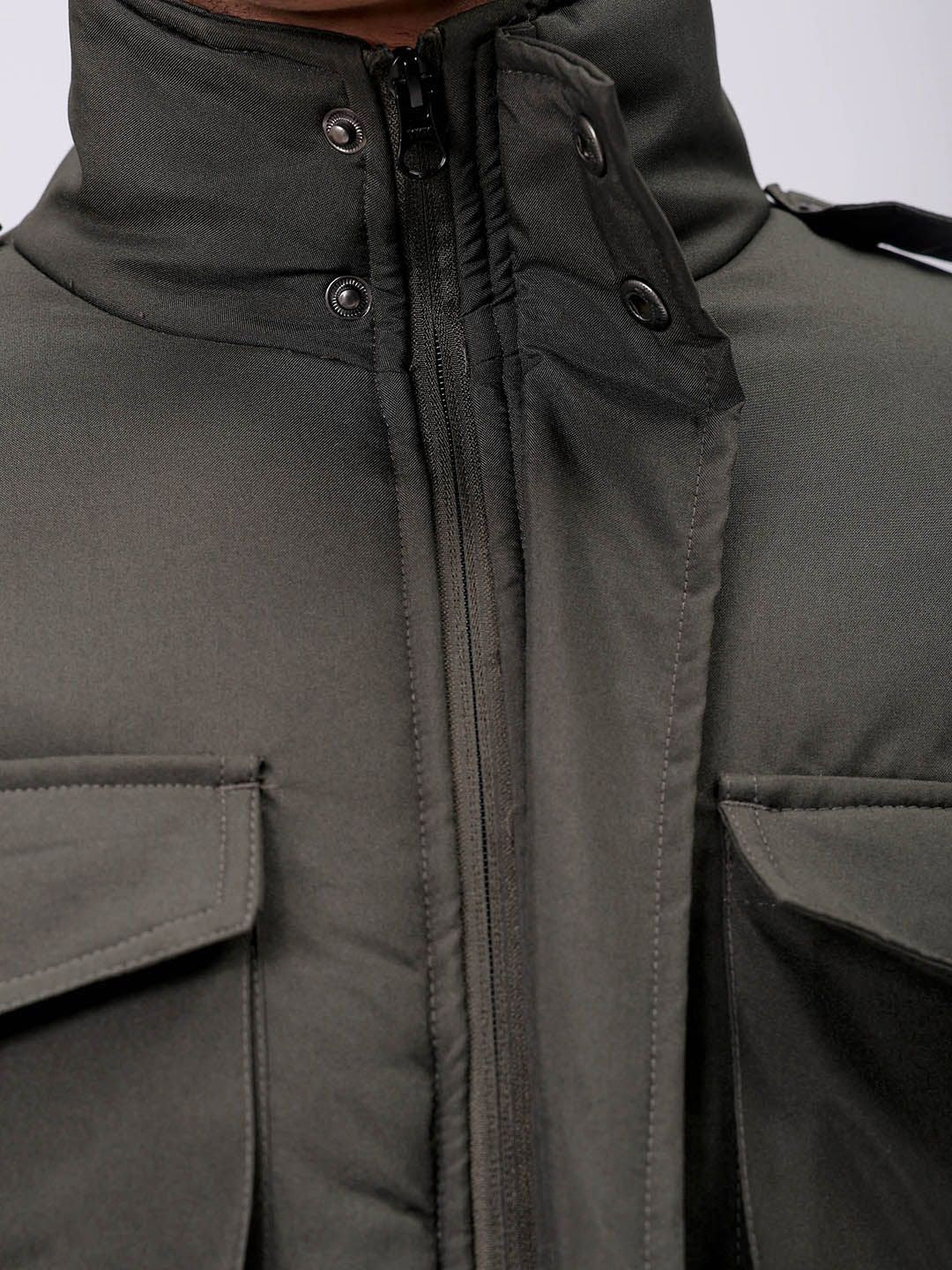 The Indian Garage Co Men Slim Fit Military Bomber Utility Jacket
