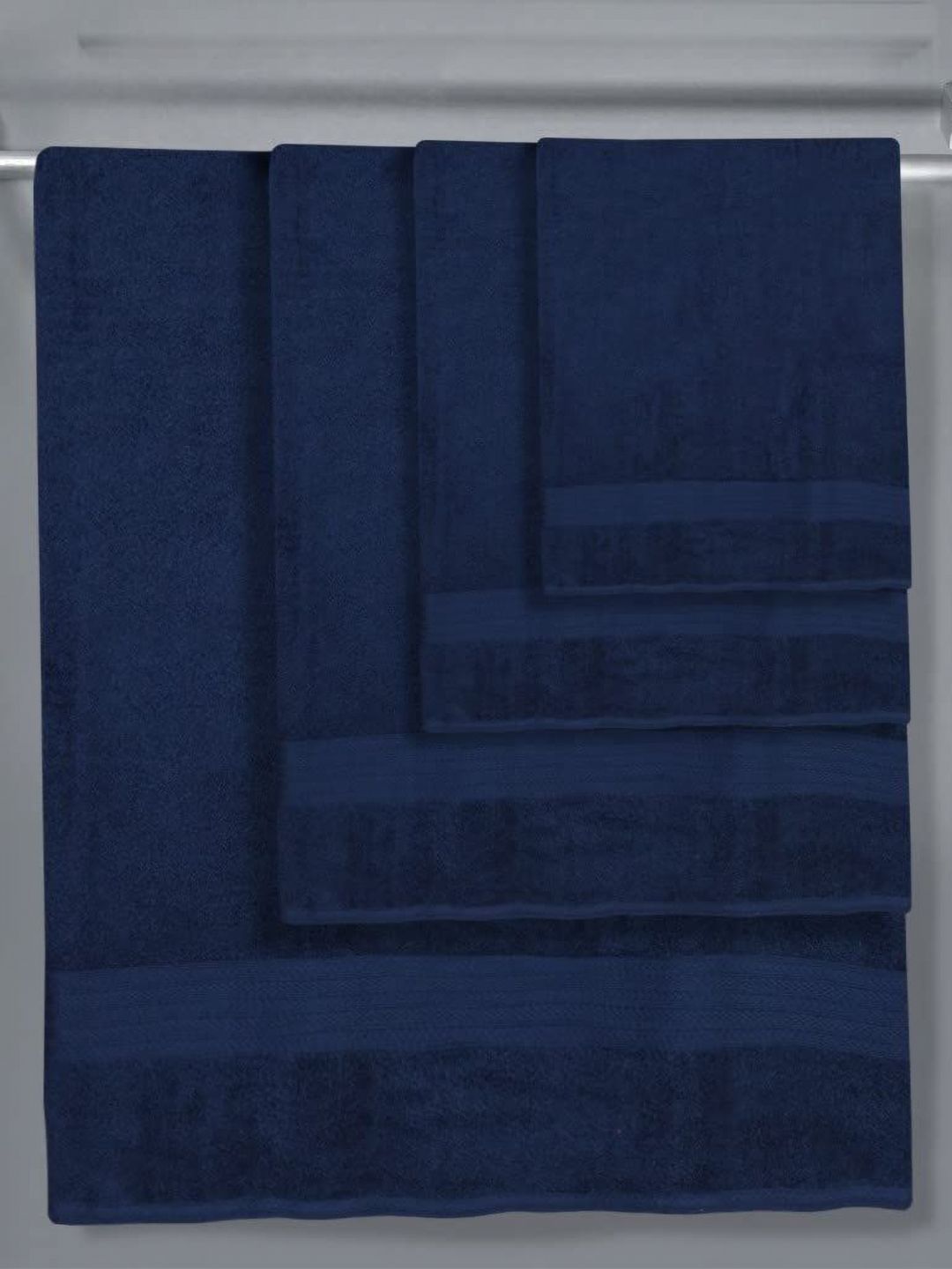 BOMBAY DYEING Navy Blue 4 Pieces Cotton 450 GSM Towel Set