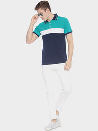 ADRO Men Colourblocked Polo Collar T-shirt
