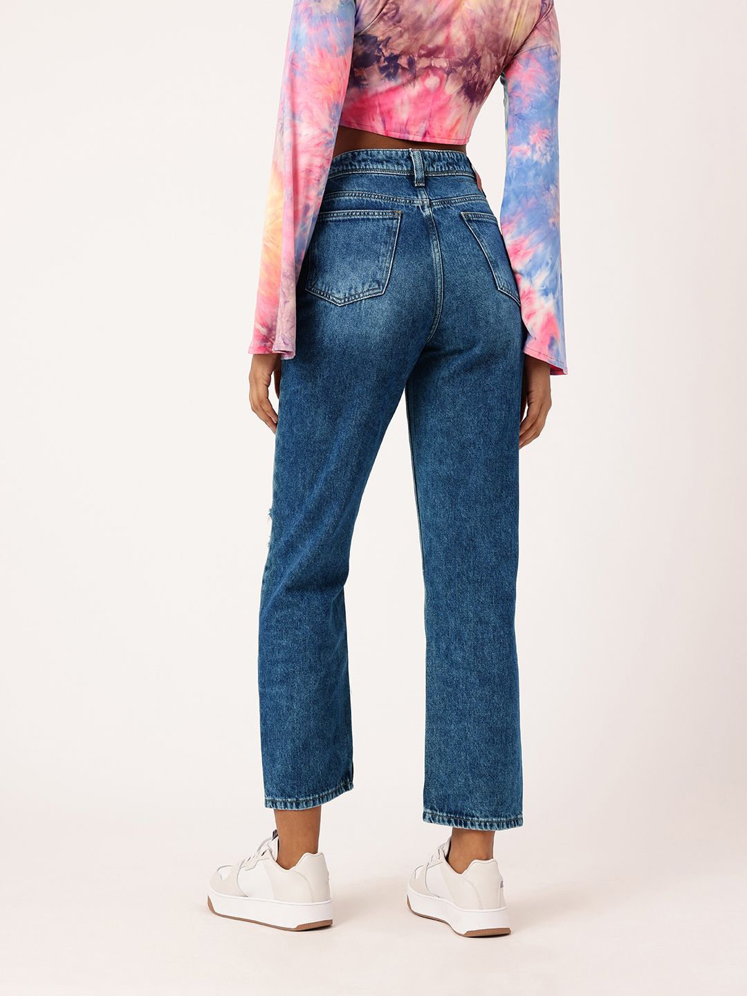 DressBerry Women Urban Edge Straight Fit Ripped Faded Jeans