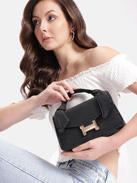 DressBerry Brand Logo Embossed Textured Satchel