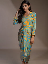 Mamicha Abstract Printed Satin Sheath Dress