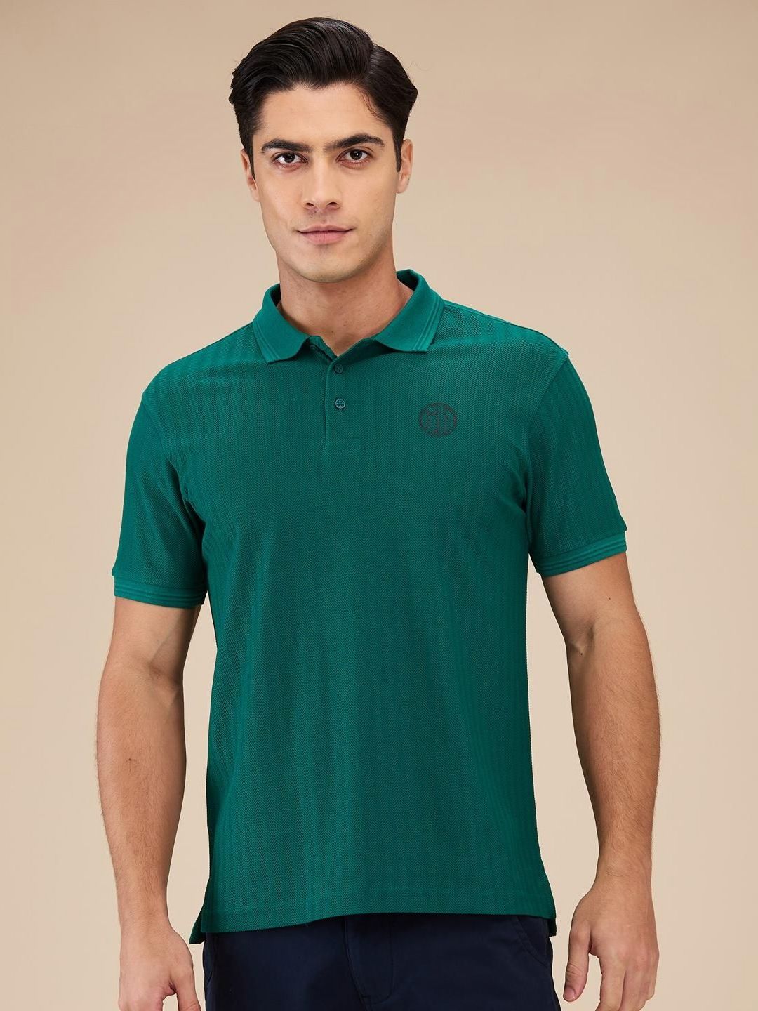 Being Human Men Self Design Polo Collar Cotton T-shirt